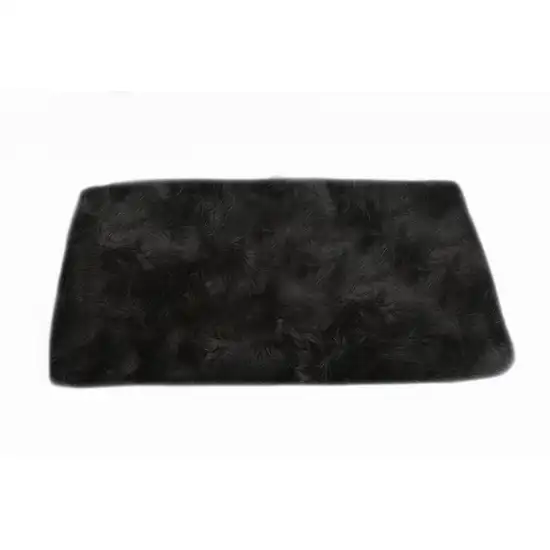 Black Natural Rectangular Sheepskin Area Rug Photo 4