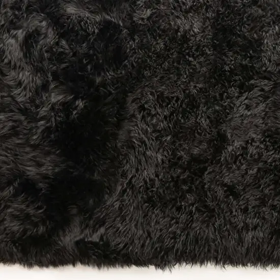 Black Natural Rectangular Sheepskin Area Rug Photo 7