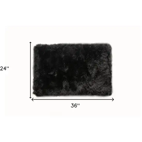 Black Natural Rectangular Sheepskin Area Rug Photo 9