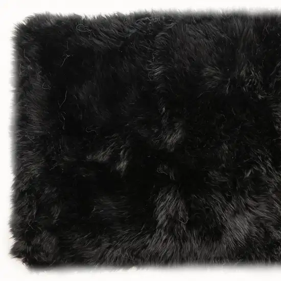 Black Natural Rectangular Sheepskin Area Rug Photo 8