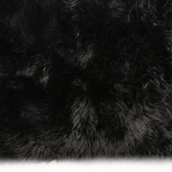 Black Natural Rectangular Sheepskin Area Rug Photo 7