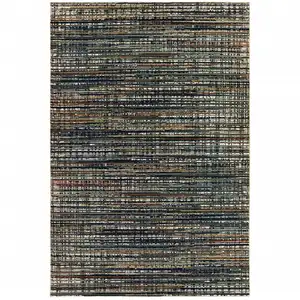 Photo of Black Navy Gold Ivory And Blush Abstract Power Loom Stain Resistant Area Rug