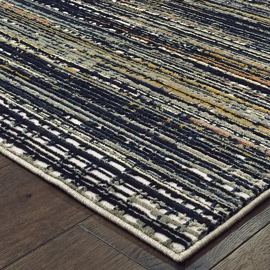 Black Navy Gold Ivory And Blush Abstract Power Loom Stain Resistant Runner Rug Photo 4