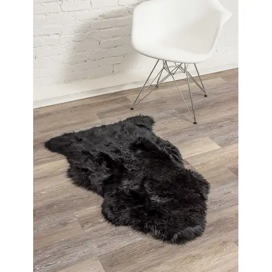 Black New Zealand Natural Sheepskin Rug Photo 4