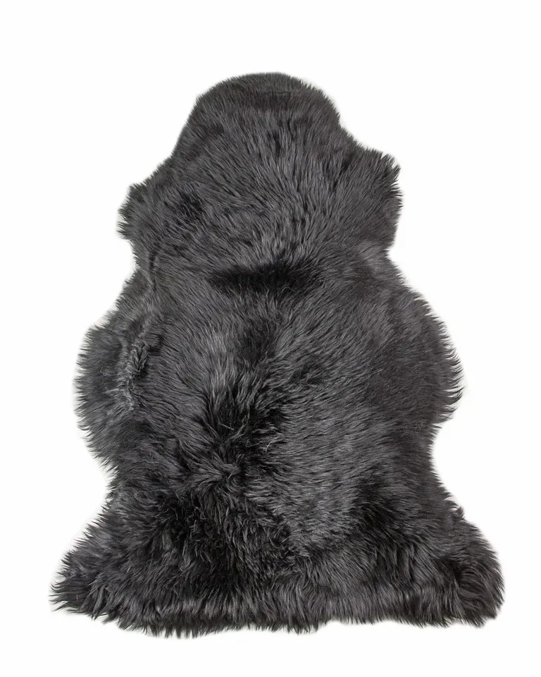 Black New Zealand Natural Sheepskin Rug Photo 2