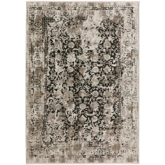 Black Oriental Area Rug With Fringe Photo 1