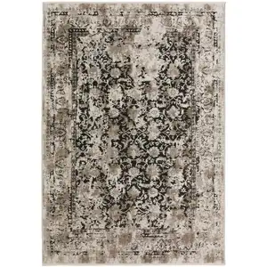 Photo of Black Oriental Area Rug With Fringe