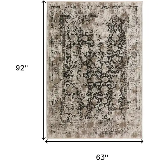 Black Oriental Area Rug With Fringe Photo 6