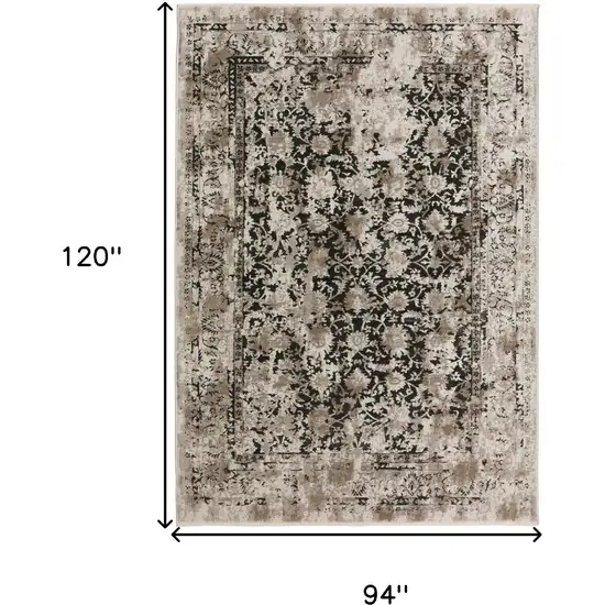 Black Oriental Area Rug With Fringe Photo 6