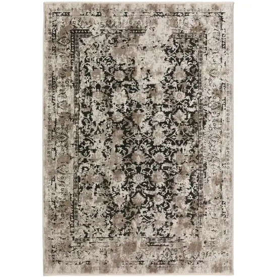 Black Oriental Area Rug With Fringe Photo 3