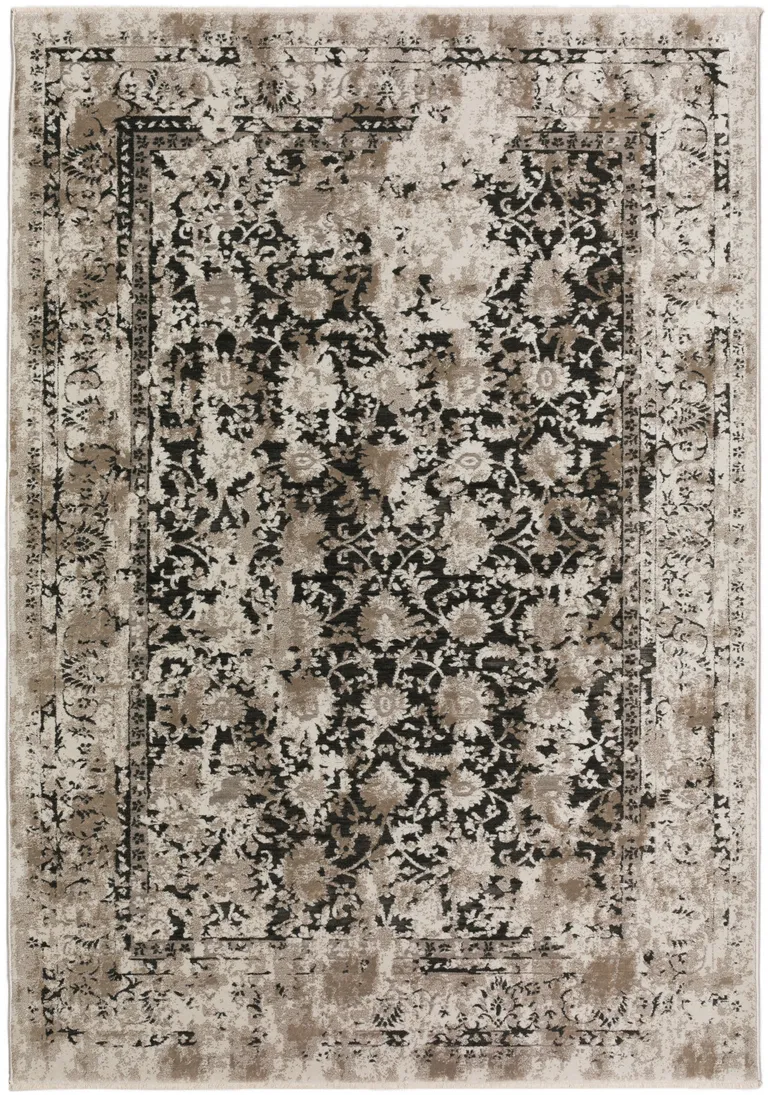 Black Oriental Area Rug With Fringe Photo 1