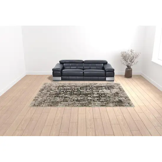 Black Oriental Area Rug With Fringe Photo 3