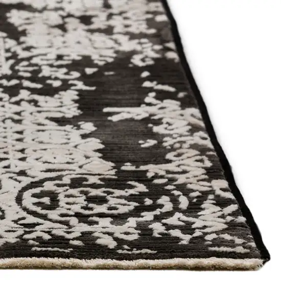 Black Oriental Area Rug With Fringe Photo 5