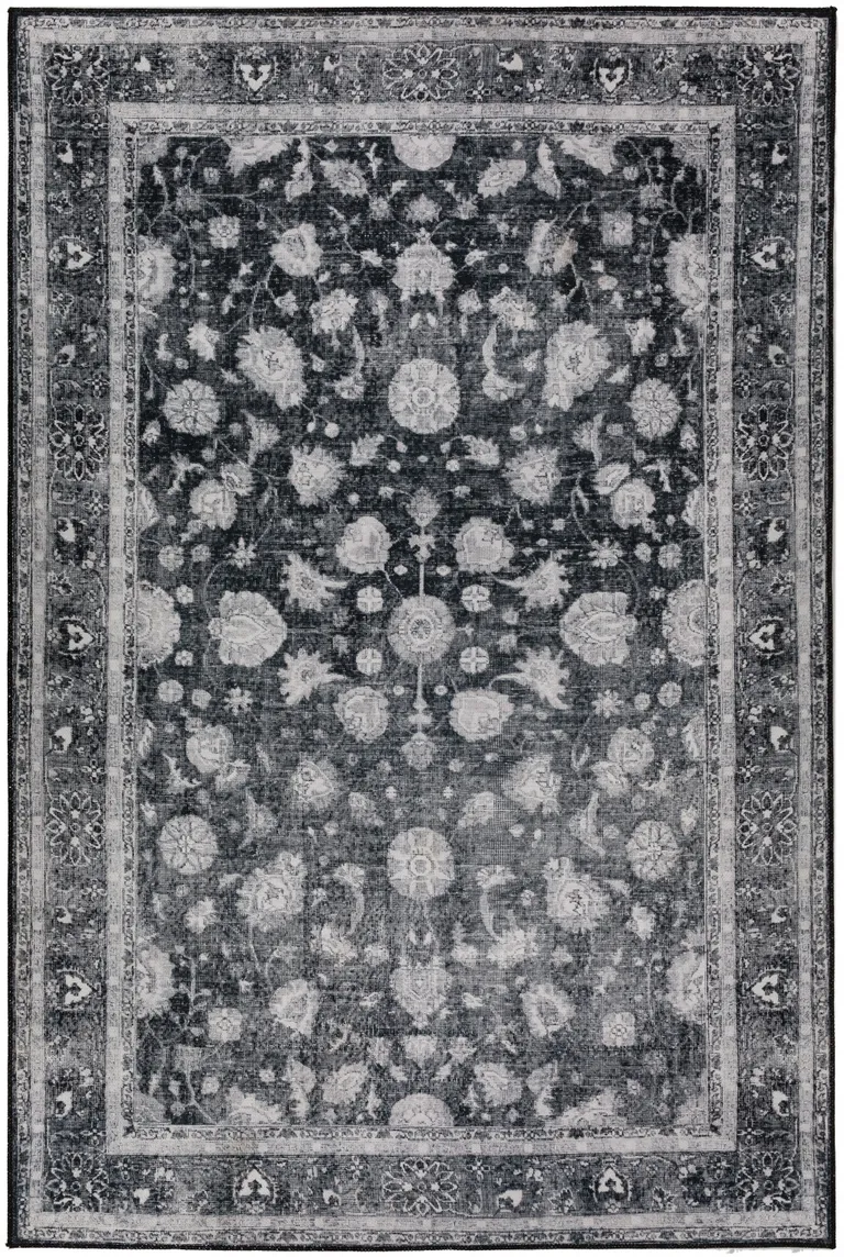 Black Oriental Distressed Non Skid Area Rug Photo 1