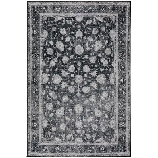 Black Oriental Distressed Non Skid Area Rug Photo 1