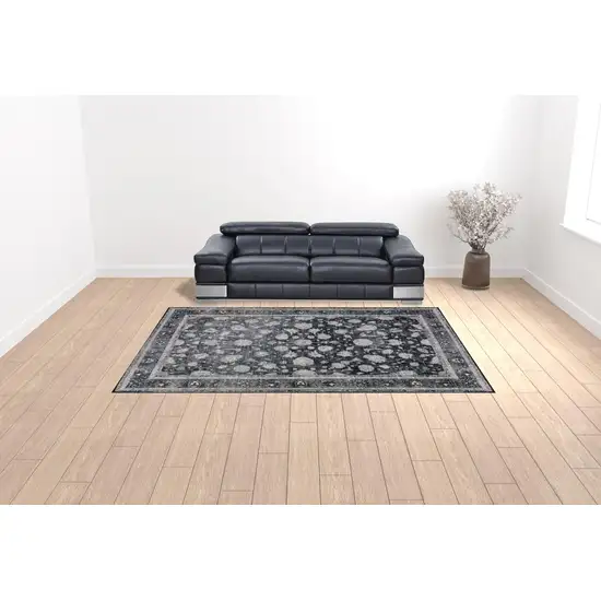 Black Oriental Distressed Non Skid Area Rug Photo 2