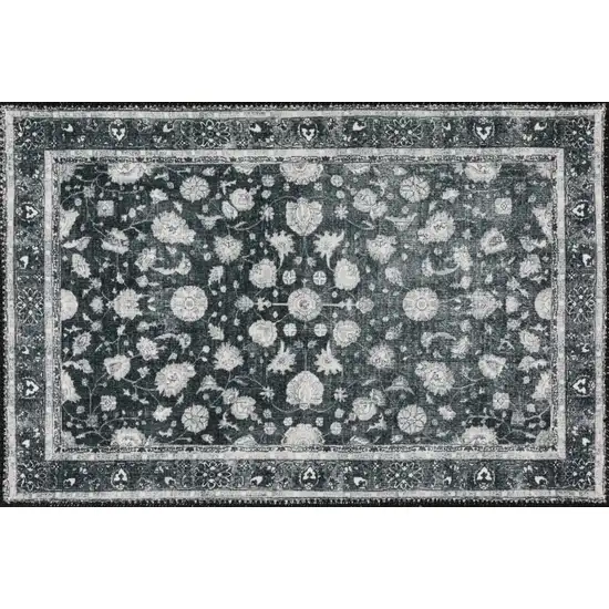 Black Oriental Distressed Non Skid Area Rug Photo 1