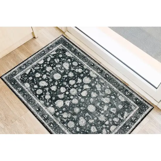 Black Oriental Distressed Non Skid Area Rug Photo 4