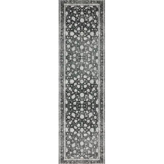 Black Oriental Distressed Non Skid Runner Rug Photo 1