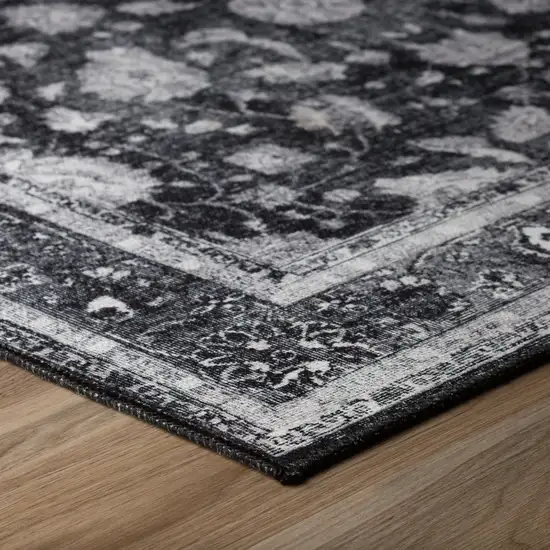 Black Oriental Distressed Non Skid Runner Rug Photo 4