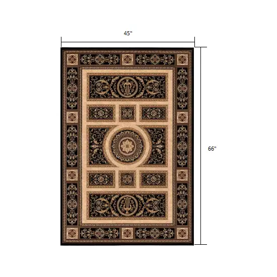 Black Oriental Power Loom Area Rug Photo 2