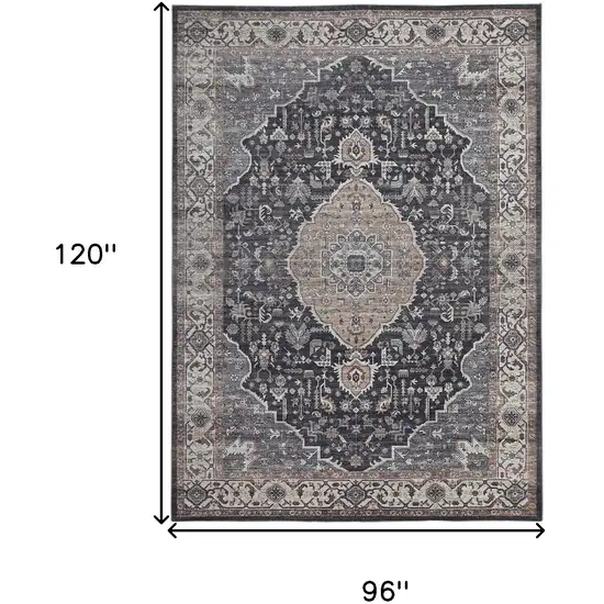 Black Oriental Stain Resistant Area Rug Photo 8