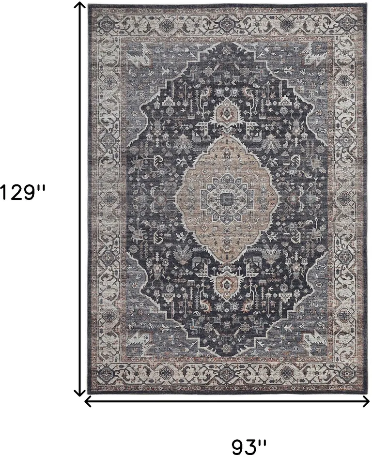 Black Oriental Stain Resistant Area Rug Photo 4