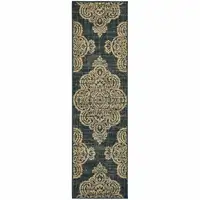 Photo of Black Oriental Stain Resistant Indoor Outdoor Area Rug