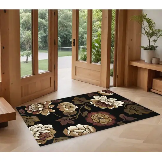 1' X 2' Black Polypropylene Area Rug Photo 2