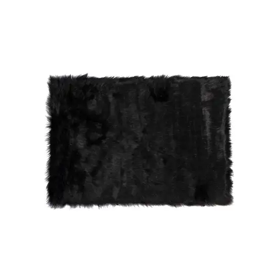 Black Rectangular Faux Fur - Area Rug Photo 1