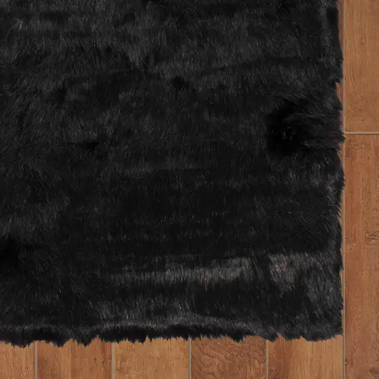 Black Rectangular Faux Fur - Area Rug Photo 3