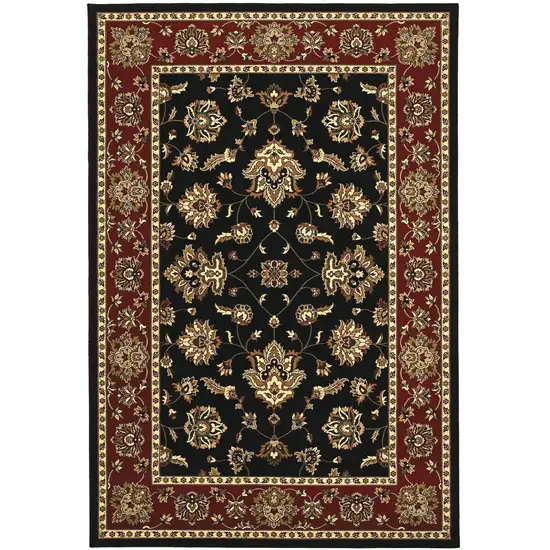 Black Red And Ivory Floral Area Rug Photo 2