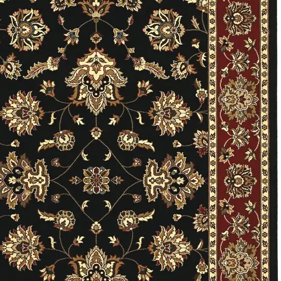 Black Red And Ivory Floral Area Rug Photo 4