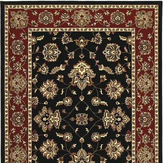 Black Red And Ivory Floral Area Rug Photo 5