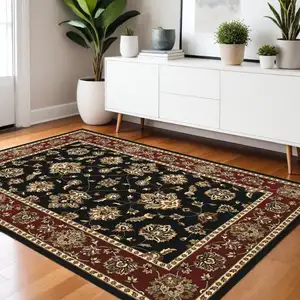 Photo of Black Red And Ivory Floral Area Rug