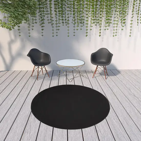 Black Round Non Skid Indoor Outdoor Area Rug Photo 2