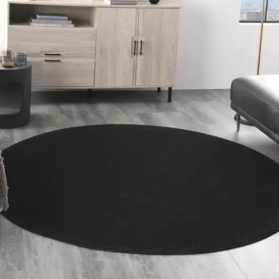 Black Round Non Skid Indoor Outdoor Area Rug Photo 6