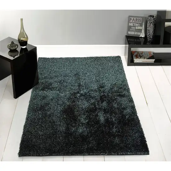 Black Shag Hand Tufted Area Rug Photo 4