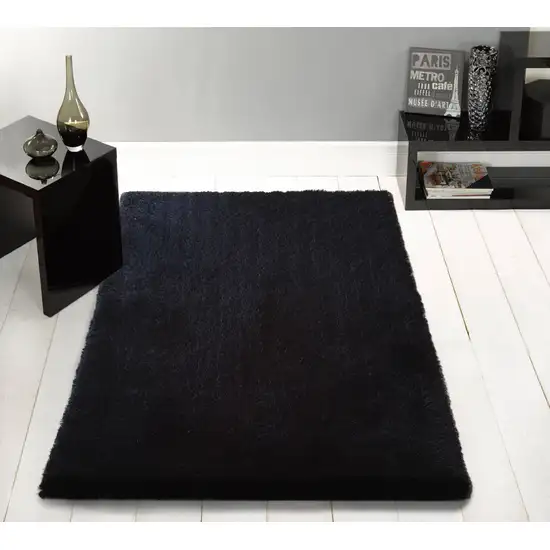 Black Shag Hand Tufted Area Rug Photo 4