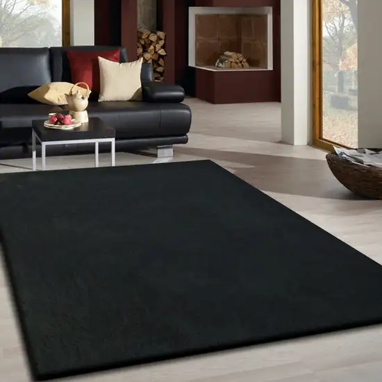 Black Shag Hand Tufted Area Rug Photo 4