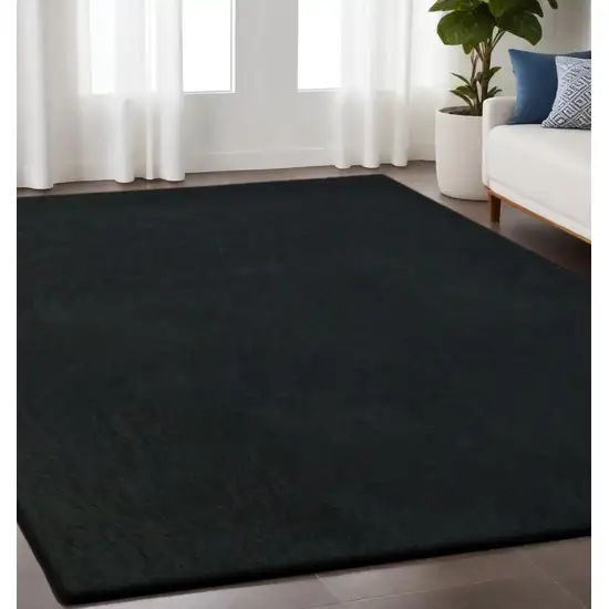 Black Shag Hand Tufted Area Rug Photo 1