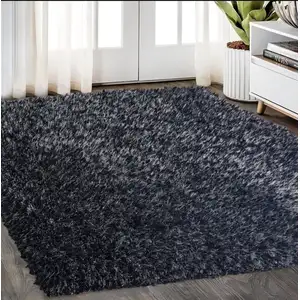 Photo of Black Shag Hand Tufted Area Rug