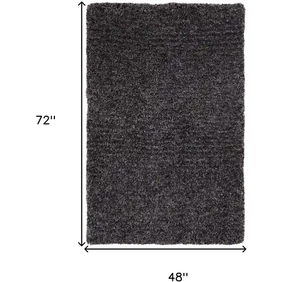 Black Shag Hand Tufted Area Rug Photo 3