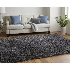 Photo of Black Shag Hand Tufted Area Rug