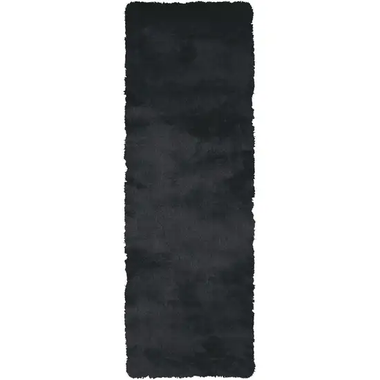 Black Shag Hand Tufted Runner Rug Photo 5