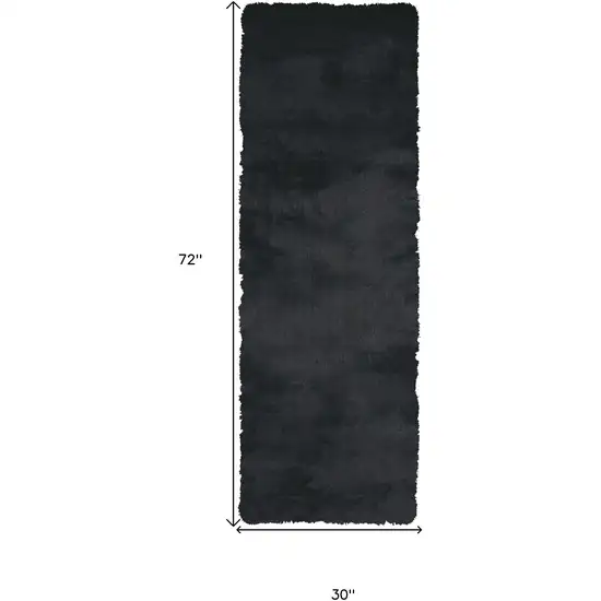 Black Shag Hand Tufted Runner Rug Photo 3