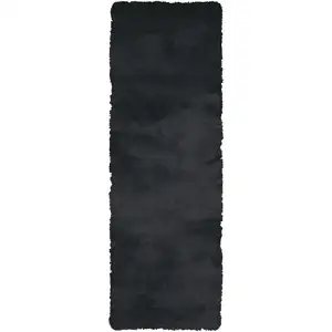 Photo of Black Shag Hand Tufted Runner Rug