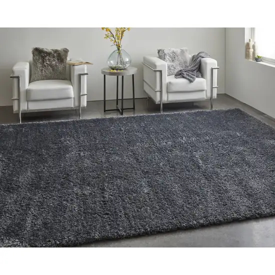 Black Shag Power Loom Area Rug Photo 6