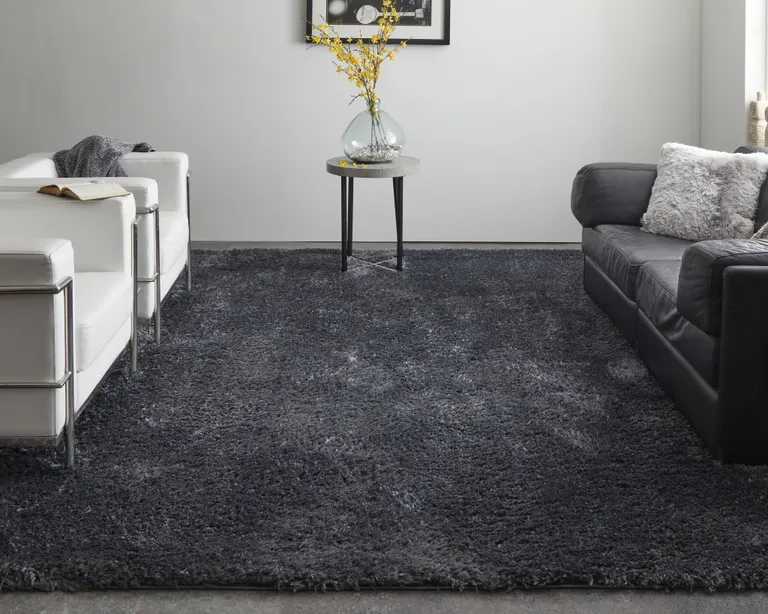 Black Shag Power Loom Area Rug Photo 5