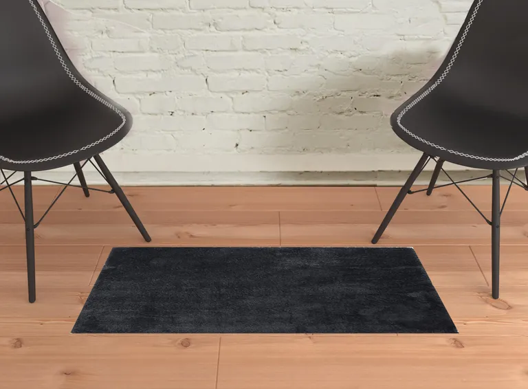 Black Shag Power Loom Area Rug Photo 2